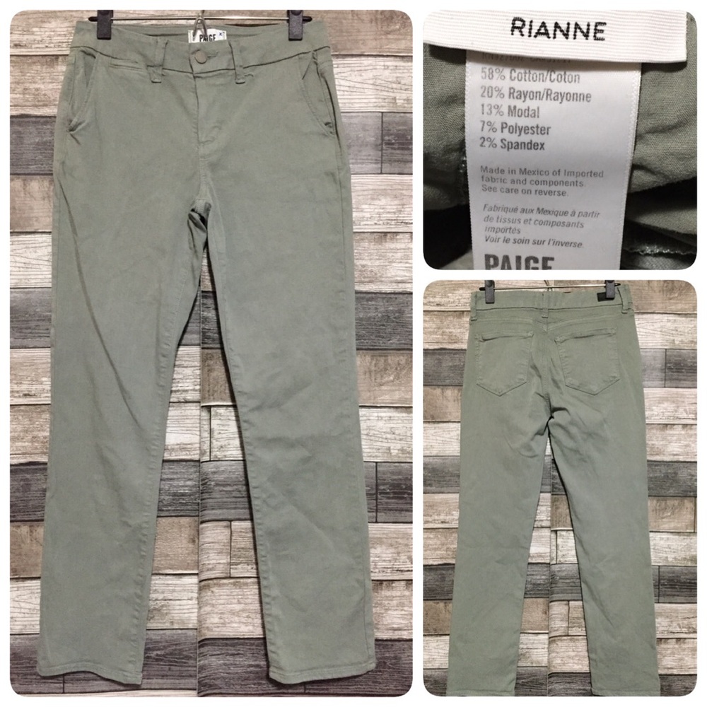 Paige Rianne Chino Pants Women’s 26 Green (Inseam 27) Stretch Straight